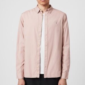 Allsaints redondo LS button up shirt mens size small NWT mushroom pink